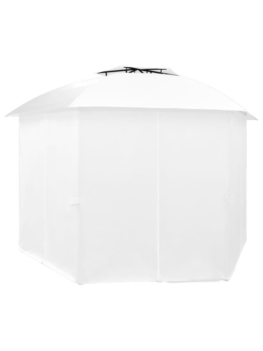 Dārza nojume ar aizkariem, 360x312x265 cm, balta, 180 g/m²