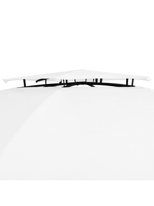 Dārza nojume ar aizkariem, 360x312x265 cm, balta, 180 g/m²