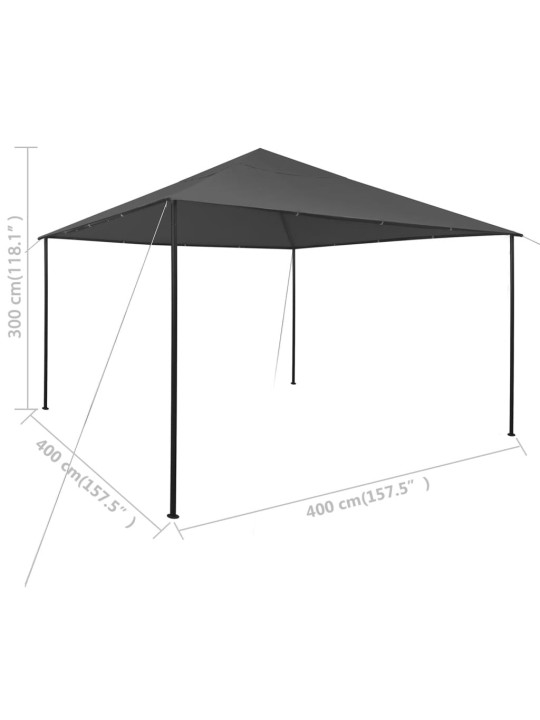Dārza nojume, 4x4x3 m, antracītpelēka, 180 g/m²