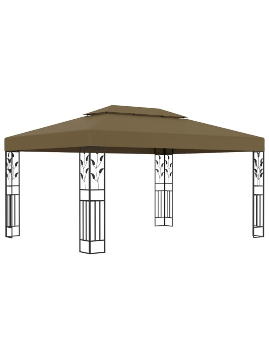 Dārza nojume ar dubulto jumtu, 3x4 m, pelēkbrūna, 180 g/m²