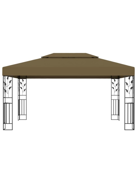 Dārza nojume ar dubulto jumtu, 3x4 m, pelēkbrūna, 180 g/m²