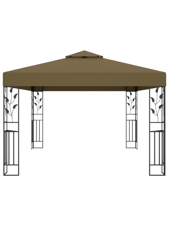 Dārza nojume ar dubulto jumtu, 3x4 m, pelēkbrūna, 180 g/m²