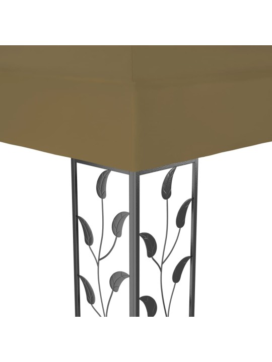 Dārza nojume ar dubulto jumtu, 3x4 m, pelēkbrūna, 180 g/m²