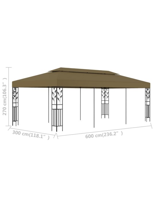 Dārza nojume, 6x3 m, pelēkbrūna, 180 g/m²