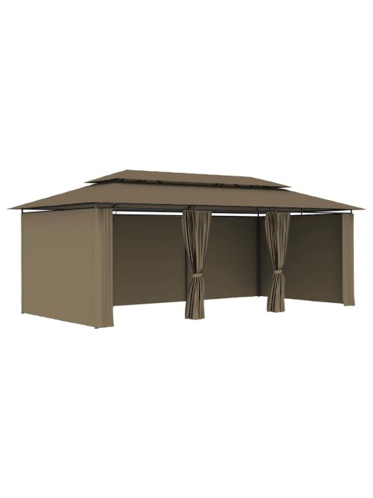 Dārza nojume ar aizkariem, 600x298x270 cm, pelēkbrūna, 180g/m²