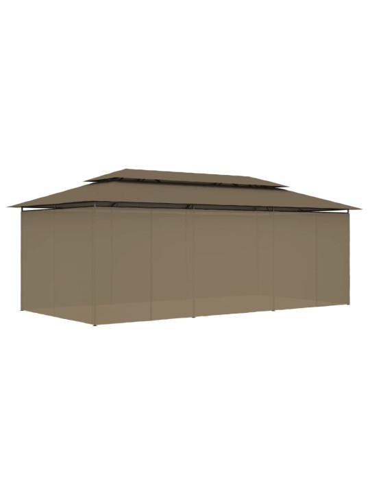 Dārza nojume ar aizkariem, 600x298x270 cm, pelēkbrūna, 180g/m²