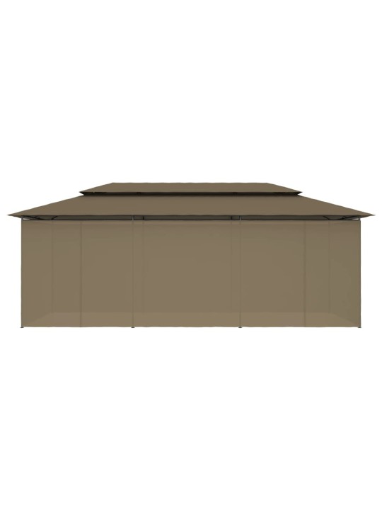 Dārza nojume ar aizkariem, 600x298x270 cm, pelēkbrūna, 180g/m²