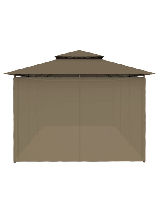 Dārza nojume ar aizkariem, 600x298x270 cm, pelēkbrūna, 180g/m²