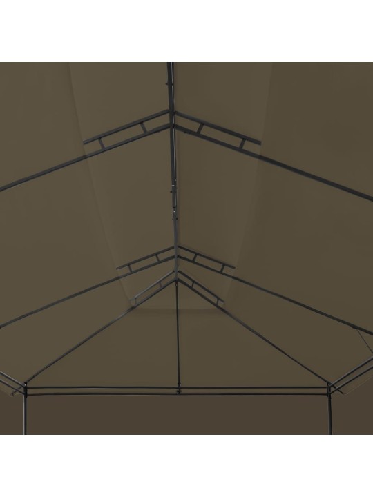 Dārza nojume ar aizkariem, 600x298x270 cm, pelēkbrūna, 180g/m²