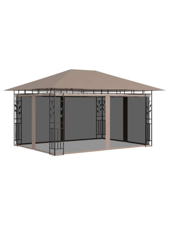 Dārza nojume ar moskītu tīklu, 4x3x2,73 m, 180g/m², pelēkbrūna
