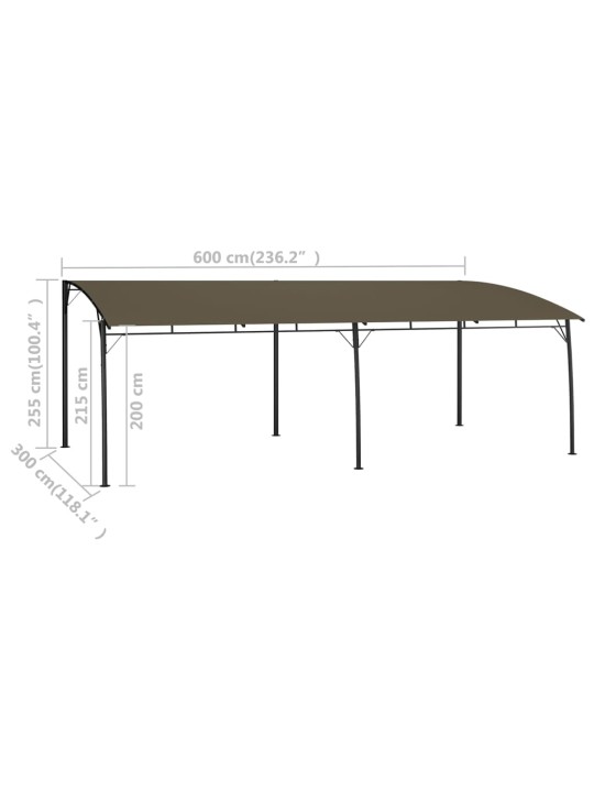 Dārza nojume, 6x3x2,55 m, pelēkbrūna