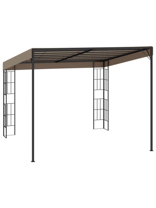 Dārza nojume, stiprināma pie sienas, 3x3 m, pelēkbrūns audums