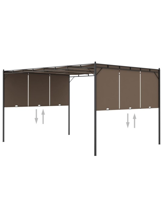 Dārza nojume ar sānu aizkariem, 4x3x2,25 m, pelēkbrūna