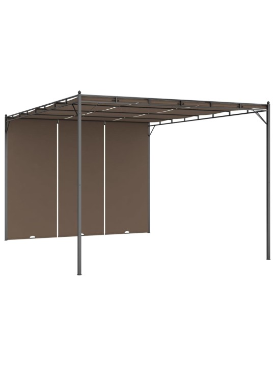 Dārza nojume ar sānu aizkariem, 4x3x2,25 m, pelēkbrūna