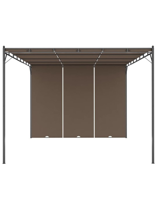 Dārza nojume ar sānu aizkariem, 4x3x2,25 m, pelēkbrūna