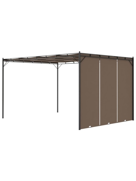 Dārza nojume ar sānu aizkariem, 4x3x2,25 m, pelēkbrūna
