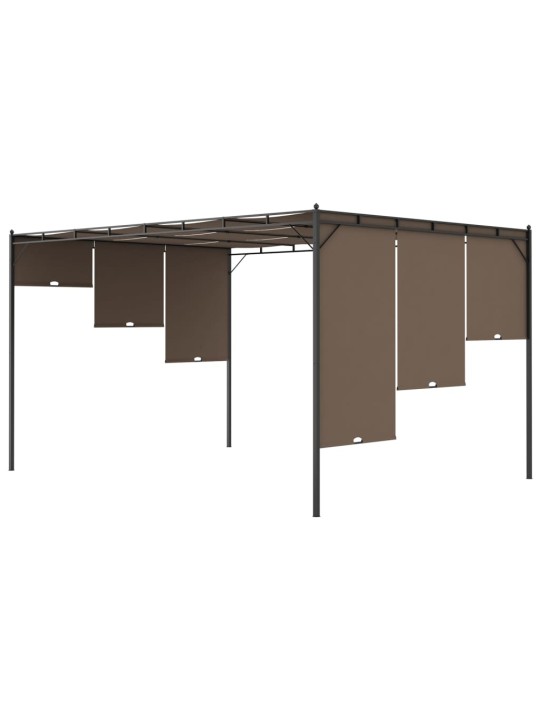 Dārza nojume ar sānu aizkariem, 4x3x2,25 m, pelēkbrūna