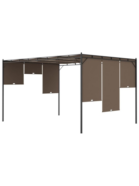 Dārza nojume ar sānu aizkariem, 4x3x2,25 m, pelēkbrūna