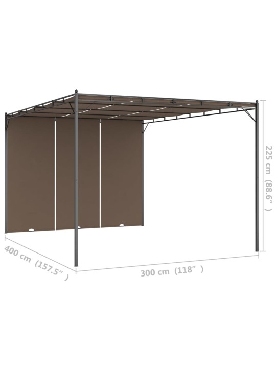 Dārza nojume ar sānu aizkariem, 4x3x2,25 m, pelēkbrūna