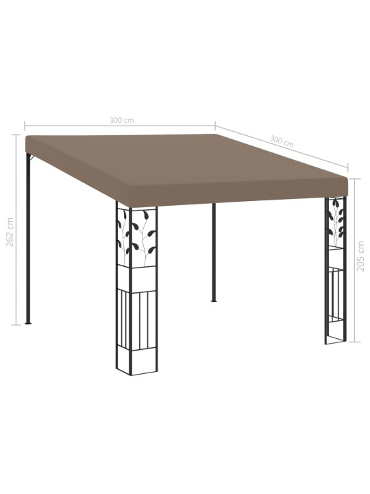 Dārza nojume, stiprināma pie sienas, 3x3x2,5 m, pelēkbrūna
