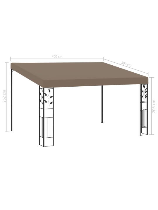 Dārza nojume, stiprināma pie sienas, 4x3x2,5 m, pelēkbrūna