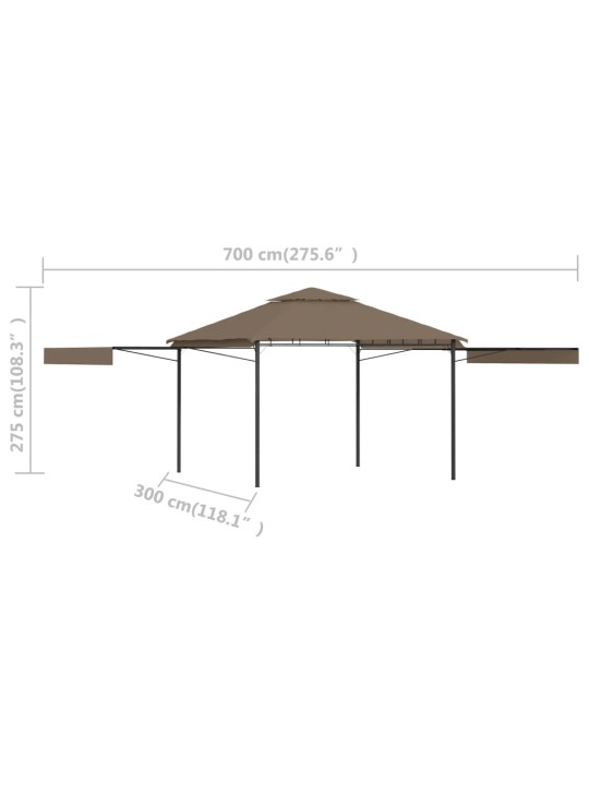 Nojume ar 2 izvelkamiem jumtiem, 3x3x2,75m, pelēkbrūna,180 g/m²