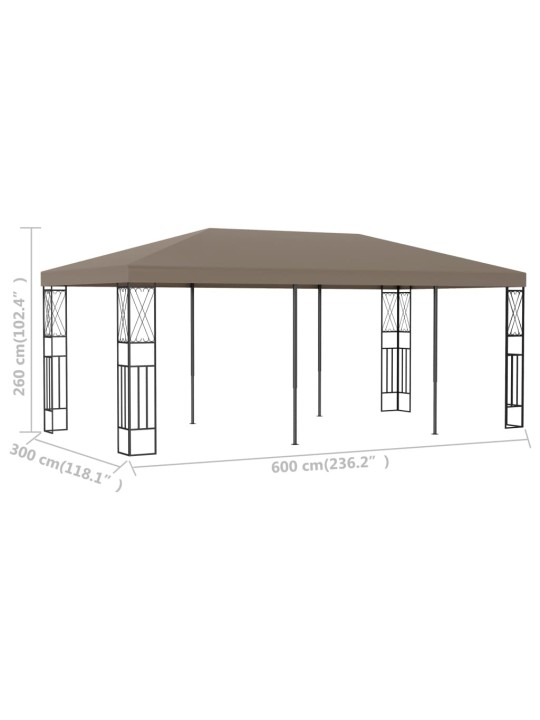 Dārza nojume, 6x3 m, pelēkbrūns audums