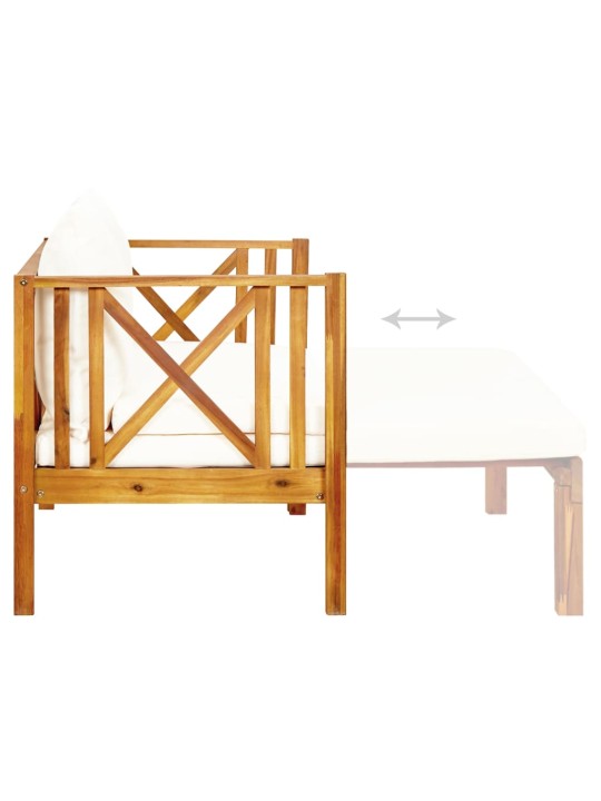 Divvietīgs dārza sols ar matračiem, 122 cm, akācijas masīvkoks