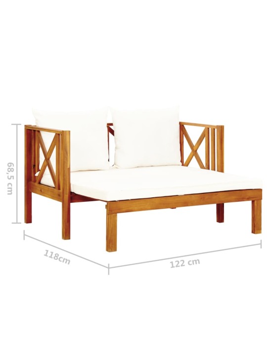 Divvietīgs dārza sols ar matračiem, 122 cm, akācijas masīvkoks