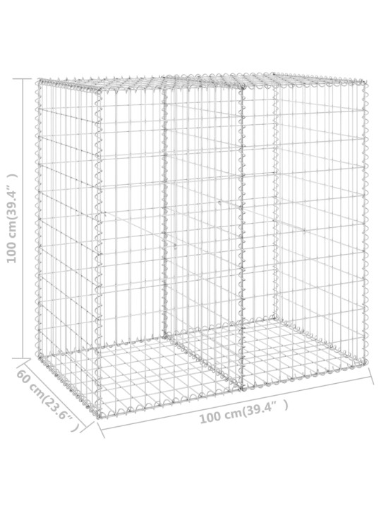 Gabions ar vāku, cinkots tērauds, 100x60x100 cm