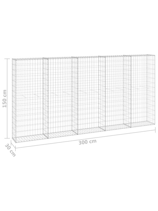 Gabions ar vāku, cinkots tērauds, 300x30x150 cm