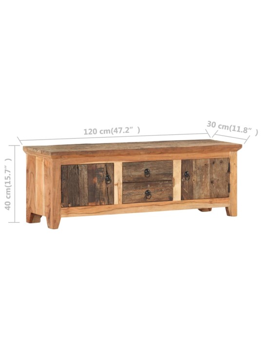 Tv skapītis, 120x30x40 cm, akācijas koks, pārstrādāts koks