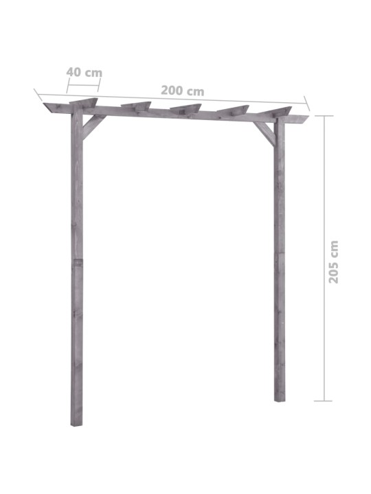 Dārza pergola, pelēka, 200x40x205 cm, impregnēts priedes koks