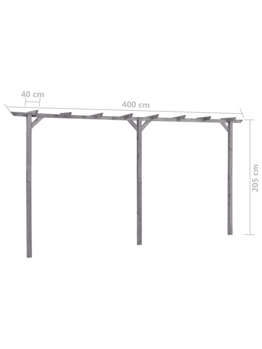 Dārza pergola, pelēka, 400x40x205 cm, impregnēts priedes koks