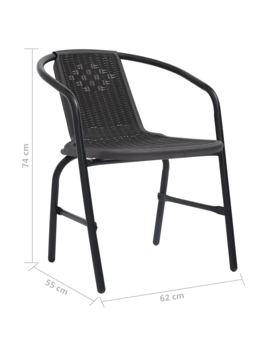 Dārza krēsli, 2 gab., plastmasas rotangpalma, tērauds, 110 kg