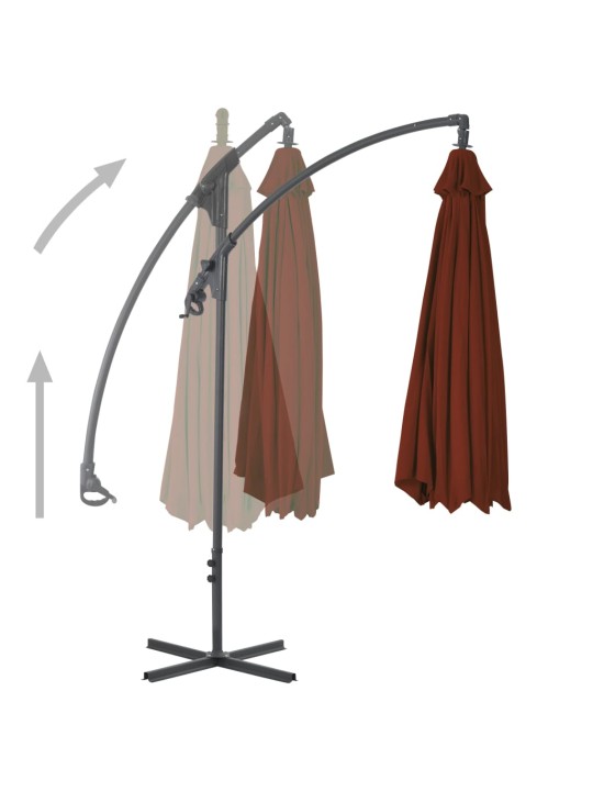 Dārza saulessargs ar tērauda kātu, 300 cm, sarkanbrūns