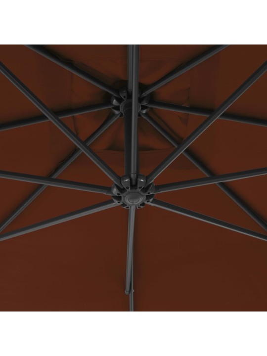 Dārza saulessargs ar tērauda kātu, 300 cm, sarkanbrūns
