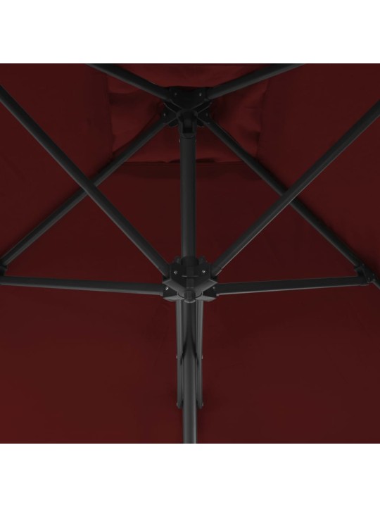 Dārza saulessargs ar tērauda kātu, 250x250x230 cm, vīnsarkans