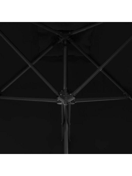 Dārza saulessargs ar tērauda kātu, 250x250x230 cm, melns