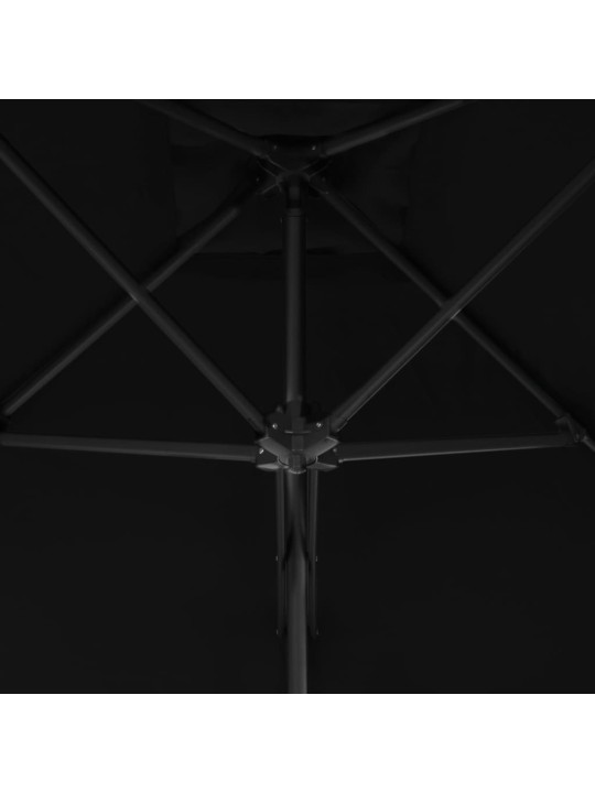 Dārza saulessargs ar tērauda kātu, 300x230 cm, melns