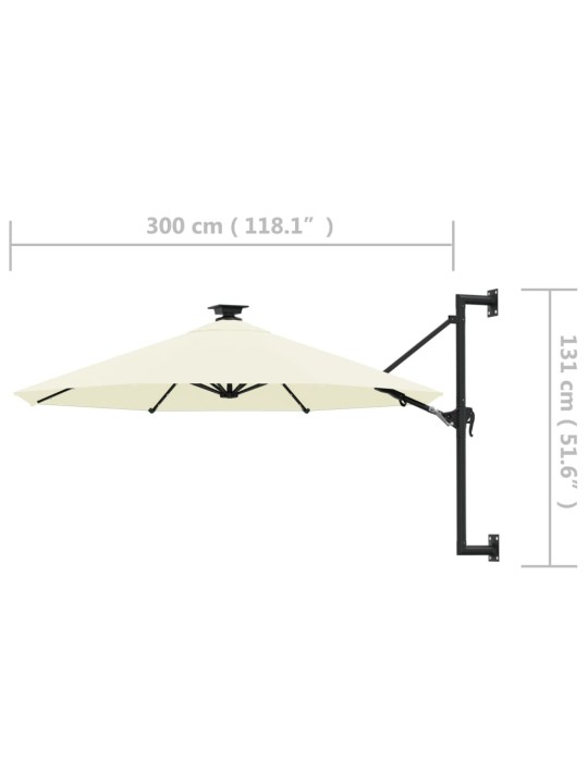 Saulessargs ar metāla kātu un led, smilšu krāsā, 300 cm