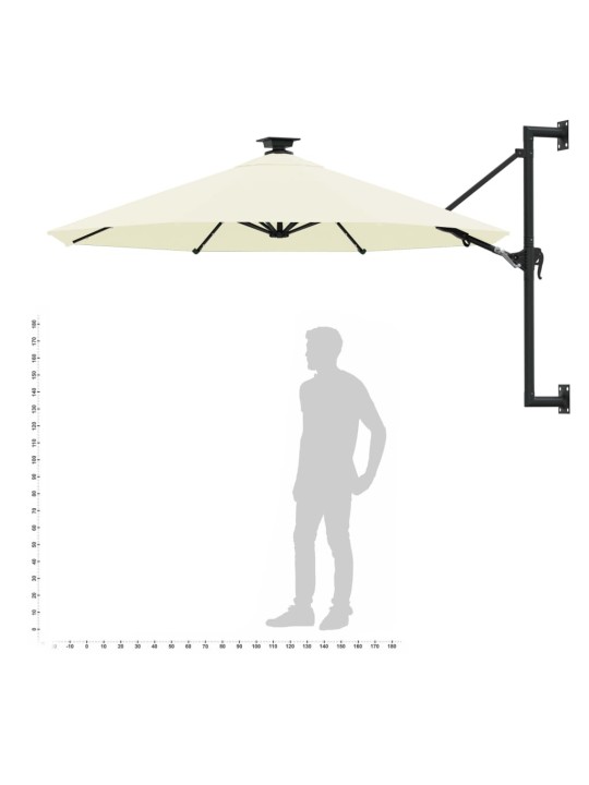 Saulessargs ar metāla kātu un led, smilšu krāsā, 300 cm