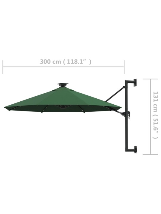 Saulessargs ar metāla kātu un led, zaļš, 300 cm