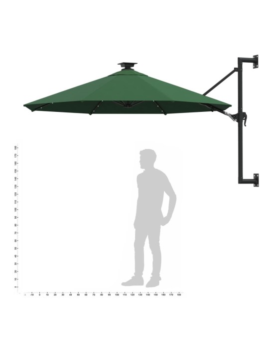 Saulessargs ar metāla kātu un led, zaļš, 300 cm