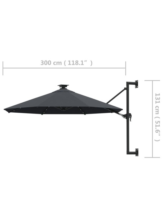 Saulessargs ar metāla kātu un led, antracītpelēks, 300 cm
