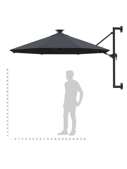 Saulessargs ar metāla kātu un led, antracītpelēks, 300 cm