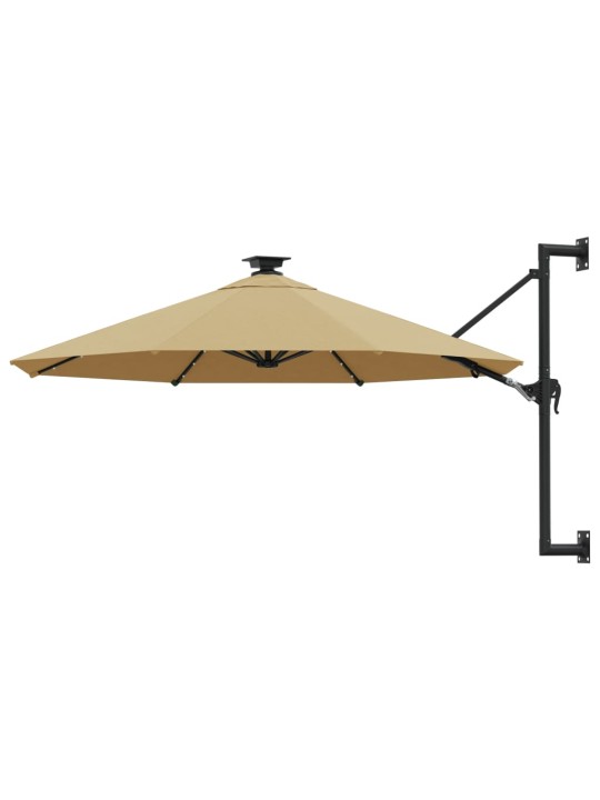 Saulessargs ar metāla kātu un led, pelēkbrūns, 300 cm