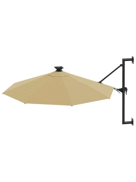 Saulessargs ar metāla kātu un led, pelēkbrūns, 300 cm