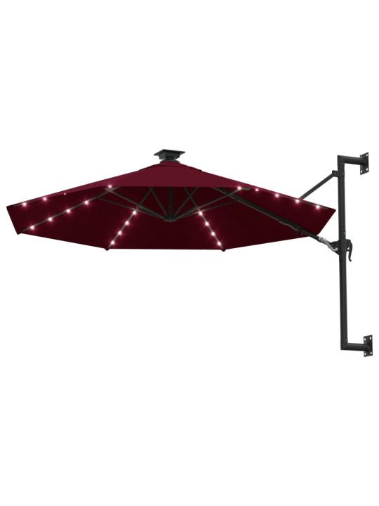 Saulessargs ar metāla kātu un led, vīnsarkans, 300 cm