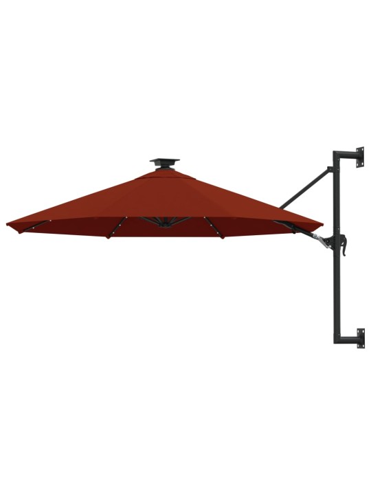 Saulessargs ar metāla kātu un led, sarkanbrūns, 300 cm